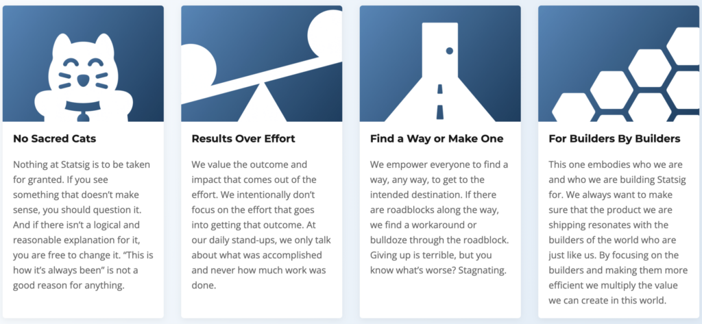 Statsig values, developer velocity